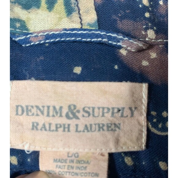 VTG Denim & Supply Ralph Lauren American Flag Patchwork Distressed Shirt Large - Picture 2 of 9